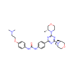 C[C@@H]1COCCN1c1nc(-c2ccc(NC(=O)Nc3ccc(OCCN(C)C)cc3)cc2)nc(N2[C@H]3CC[C@H]2COC3)n1 ZINC000261145800