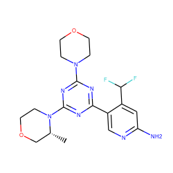 C[C@@H]1COCCN1c1nc(-c2cnc(N)cc2C(F)F)nc(N2CCOCC2)n1 ZINC001772502225