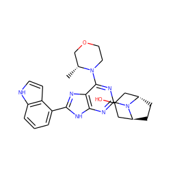 C[C@@H]1COCCN1c1nc(N2[C@H]3CC[C@H]2CC(O)C3)nc2[nH]c(-c3cccc4[nH]ccc34)nc12 ZINC001772592933