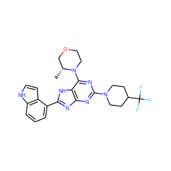 C[C@@H]1COCCN1c1nc(N2CCC(C(F)(F)F)CC2)nc2nc(-c3cccc4[nH]ccc34)[nH]c12 ZINC000207231255