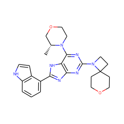 C[C@@H]1COCCN1c1nc(N2CCC23CCOCC3)nc2nc(-c3cccc4[nH]ccc34)[nH]c12 ZINC000207231526