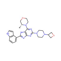 C[C@@H]1COCCN1c1nc(N2CCN(C3COC3)CC2)nc2nc(-c3cccc4[nH]ccc34)[nH]c12 ZINC000207227274