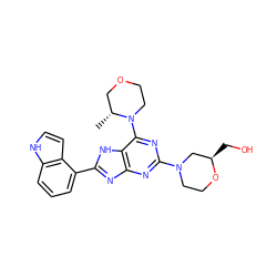 C[C@@H]1COCCN1c1nc(N2CCO[C@H](CO)C2)nc2nc(-c3cccc4[nH]ccc34)[nH]c12 ZINC000207231637