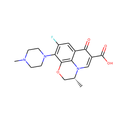 C[C@@H]1COc2c(N3CCN(C)CC3)c(F)cc3c(=O)c(C(=O)O)cn1c23 ZINC000000537891