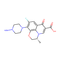 C[C@@H]1COc2c(N3CCN(N)CC3)c(F)cc3c(=O)c(C(=O)O)cn1c23 ZINC000058575829