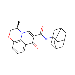 C[C@@H]1COc2cccc3c(=O)c(C(=O)NC45CC6CC(CC(C6)C4)C5)cn1c23 ZINC000095552495