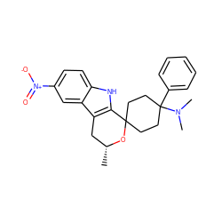 C[C@@H]1Cc2c([nH]c3ccc([N+](=O)[O-])cc23)C2(CCC(c3ccccc3)(N(C)C)CC2)O1 ZINC000114383727