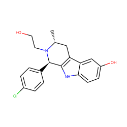 C[C@@H]1Cc2c([nH]c3ccc(O)cc23)[C@@H](c2ccc(Cl)cc2)N1CCO ZINC000473119885