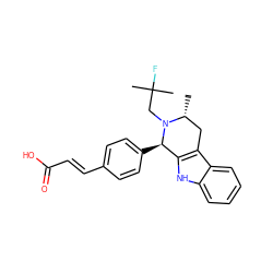 C[C@@H]1Cc2c([nH]c3ccccc23)[C@@H](c2ccc(/C=C/C(=O)O)cc2)N1CC(C)(C)F ZINC000222012104