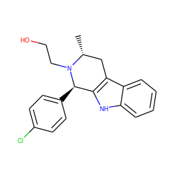 C[C@@H]1Cc2c([nH]c3ccccc23)[C@@H](c2ccc(Cl)cc2)N1CCO ZINC000473111593