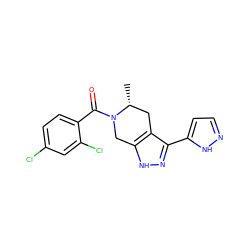 C[C@@H]1Cc2c(-c3ccn[nH]3)n[nH]c2CN1C(=O)c1ccc(Cl)cc1Cl ZINC000225976285