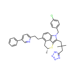 C[C@@H]1Cc2c(CCc3ccc(-c4ccccc4)cn3)ccc3c2c(c(CC(C)(C)Cc2nnn[nH]2)n3Cc2ccc(Cl)cc2)S1 ZINC000026667954