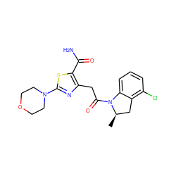 C[C@@H]1Cc2c(Cl)cccc2N1C(=O)Cc1nc(N2CCOCC2)sc1C(N)=O ZINC000103240901