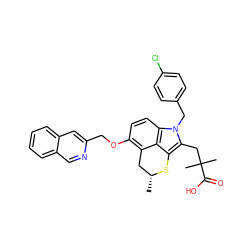 C[C@@H]1Cc2c(OCc3cc4ccccc4cn3)ccc3c2c(c(CC(C)(C)C(=O)O)n3Cc2ccc(Cl)cc2)S1 ZINC000026666968