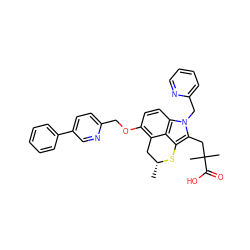 C[C@@H]1Cc2c(OCc3ccc(-c4ccccc4)cn3)ccc3c2c(c(CC(C)(C)C(=O)O)n3Cc2ccccn2)S1 ZINC000026667908