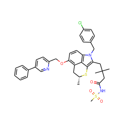 C[C@@H]1Cc2c(OCc3ccc(-c4ccccc4)cn3)ccc3c2c(c(CC(C)(C)CC(=O)NS(C)(=O)=O)n3Cc2ccc(Cl)cc2)S1 ZINC000026667500