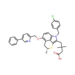 C[C@@H]1Cc2c(OCc3ccc(-c4ccccc4)cn3)ccc3c2c(c(CC(C)(C)CC(=O)O)n3Cc2ccc(Cl)cc2)S1 ZINC000026667742