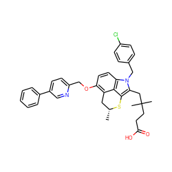 C[C@@H]1Cc2c(OCc3ccc(-c4ccccc4)cn3)ccc3c2c(c(CC(C)(C)CCC(=O)O)n3Cc2ccc(Cl)cc2)S1 ZINC000026667522