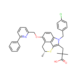 C[C@@H]1Cc2c(OCc3cccc(-c4ccccc4)n3)ccc3c2c(c(CC(C)(C)C(=O)O)n3Cc2ccc(Cl)cc2)S1 ZINC000026667716