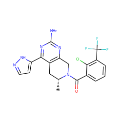 C[C@@H]1Cc2c(nc(N)nc2-c2ccn[nH]2)CN1C(=O)c1cccc(C(F)(F)F)c1Cl ZINC000219510720