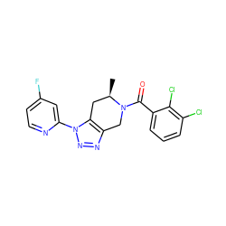 C[C@@H]1Cc2c(nnn2-c2cc(F)ccn2)CN1C(=O)c1cccc(Cl)c1Cl ZINC000225995125