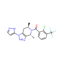 C[C@@H]1Cc2c(nnn2-c2ccn[nH]2)[C@@H](C)N1C(=O)c1cccc(C(F)(F)F)c1Cl ZINC000225986851