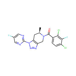 C[C@@H]1Cc2c(nnn2-c2ncc(F)cn2)CN1C(=O)c1ccc(Cl)c(F)c1Cl ZINC000225985677