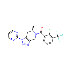 C[C@@H]1Cc2c(nnn2-c2ncccn2)CN1C(=O)c1cccc(C(F)(F)F)c1Cl ZINC000218487088