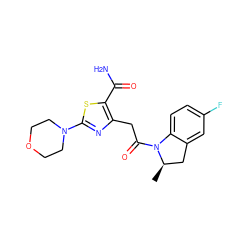 C[C@@H]1Cc2cc(F)ccc2N1C(=O)Cc1nc(N2CCOCC2)sc1C(N)=O ZINC000103240845