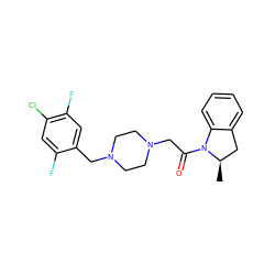 C[C@@H]1Cc2ccccc2N1C(=O)CN1CCN(Cc2cc(F)c(Cl)cc2F)CC1 ZINC000022941518