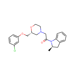 C[C@@H]1Cc2ccccc2N1C(=O)CN1CCO[C@@H](COc2cccc(Cl)c2)C1 ZINC000222446218