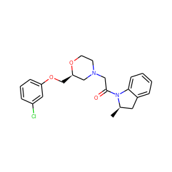 C[C@@H]1Cc2ccccc2N1C(=O)CN1CCO[C@H](COc2cccc(Cl)c2)C1 ZINC000207660401