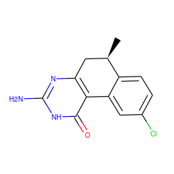 C[C@@H]1Cc2nc(N)[nH]c(=O)c2-c2cc(Cl)ccc21 ZINC000013832451