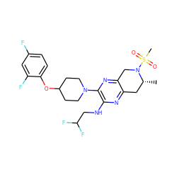 C[C@@H]1Cc2nc(NCC(F)F)c(N3CCC(Oc4ccc(F)cc4F)CC3)nc2CN1S(C)(=O)=O ZINC001772577226