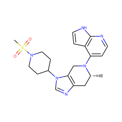 C[C@@H]1Cc2ncn(C3CCN(S(C)(=O)=O)CC3)c2CN1c1ccnc2[nH]ccc12 ZINC000299826182