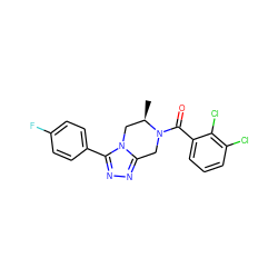 C[C@@H]1Cn2c(nnc2-c2ccc(F)cc2)CN1C(=O)c1cccc(Cl)c1Cl ZINC000473101907