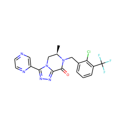 C[C@@H]1Cn2c(nnc2-c2cnccn2)C(=O)N1Cc1cccc(C(F)(F)F)c1Cl ZINC000219152992