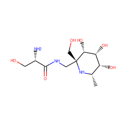 C[C@@H]1N[C@](CO)(CNC(=O)[C@@H](N)CO)[C@H](O)[C@H](O)[C@@H]1O ZINC000261117928