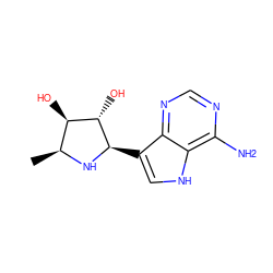 C[C@@H]1N[C@H](c2c[nH]c3c(N)ncnc23)[C@@H](O)[C@@H]1O ZINC000026970390