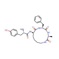 C[C@@H]1NC(=O)[C@H](Cc2ccccc2)NC(=O)[C@H](NC(=O)[C@@H](N)Cc2ccc(O)cc2)CCCCNC1=O ZINC000027088574