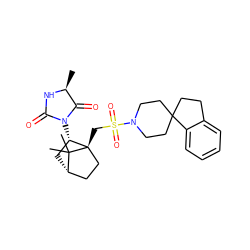 C[C@@H]1NC(=O)N([C@H]2C[C@H]3CC[C@]2(CS(=O)(=O)N2CCC4(CCc5ccccc54)CC2)C3(C)C)C1=O ZINC000027318854