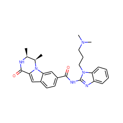 C[C@@H]1NC(=O)c2cc3ccc(C(=O)Nc4nc5ccccc5n4CCCN(C)C)cc3n2[C@@H]1C ZINC000117689812