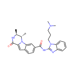 C[C@@H]1NC(=O)c2cc3ccc(C(=O)Nc4nc5ccccc5n4CCCN(C)C)cc3n2[C@H]1C ZINC000117689817