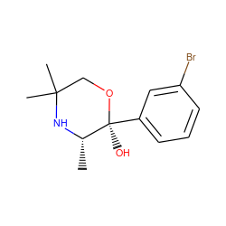 C[C@@H]1NC(C)(C)CO[C@@]1(O)c1cccc(Br)c1 ZINC000070672984