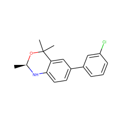 C[C@@H]1Nc2ccc(-c3cccc(Cl)c3)cc2C(C)(C)O1 ZINC000013439575