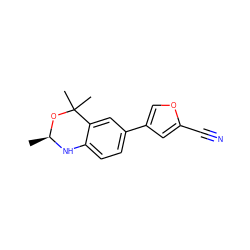 C[C@@H]1Nc2ccc(-c3coc(C#N)c3)cc2C(C)(C)O1 ZINC000013439662