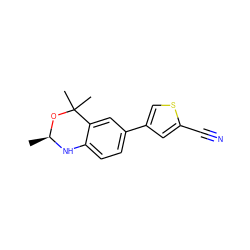 C[C@@H]1Nc2ccc(-c3csc(C#N)c3)cc2C(C)(C)O1 ZINC000000009203