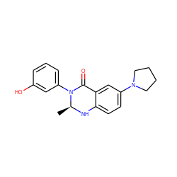 C[C@@H]1Nc2ccc(N3CCCC3)cc2C(=O)N1c1cccc(O)c1 ZINC000072116425