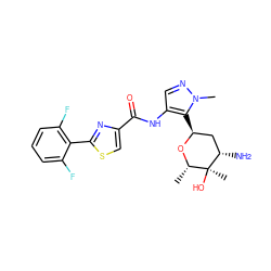 C[C@@H]1O[C@@H](c2c(NC(=O)c3csc(-c4c(F)cccc4F)n3)cnn2C)C[C@H](N)[C@@]1(C)O ZINC000222638279