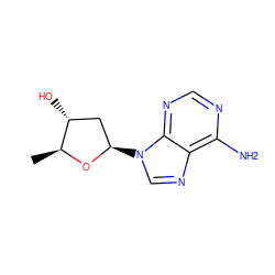 C[C@@H]1O[C@H](n2cnc3c(N)ncnc32)C[C@H]1O ZINC000002020180